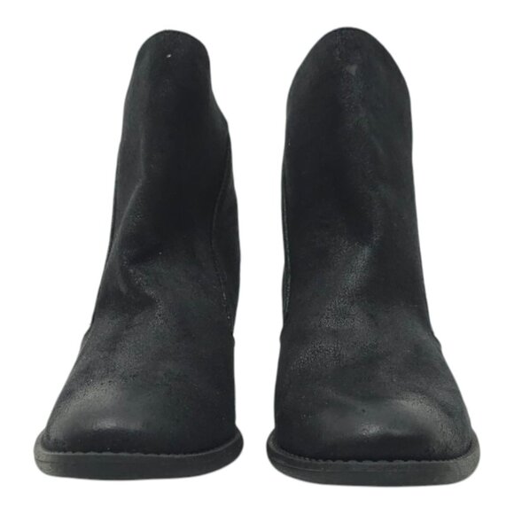 Qupid Ankle Boot Women Size 9 Chunky Block Heel Faux Suede Back Zip Bootie Black - Picture 3 of 16